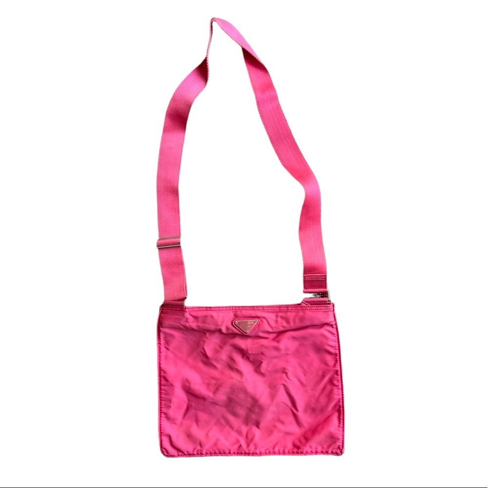 💕 Pink Vintage Prada Nylon Crossbody Sling Bag 💕